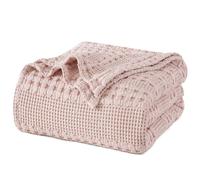 PHF 100% Cotton Waffle Weave Blanket King Size for Bed, Soft Lightweight & Breathable, All-Season Comfort, Luxury Aesthetic Christmas Blanket for Home Decor, 108"x90", Pink/Mauve