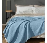 PHF 100% Cotton Waffle Weave Blanket Queen Size for Bed,Snag Proof Lightweight Breathable Moisture-Wicking Throw for Couch,Great for Layering in Cold Weather, Home Decor Gift-Dusty Blue
