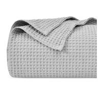 PHF 100% Cotton Waffle Weave Blanket Single Size 130 x 150cm, Pre-Washed Lightweight Breathable Throw Blanket for Summer, Oeko-TEX Certified for Bed Couch Sofa, Home Decor, Light Grey