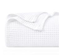 PHF 100% Cotton Waffle Weave Blanket SuperKing Size 230 x 270cm, Pre-Washed Lightweight Breathable Throw Blanket, Oeko-TEX Certified for Bed Couch Sofa, Home Decor, White