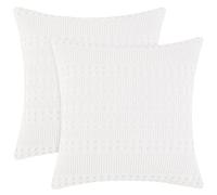 PHF 100% Cotton Waffle Weave Euro Sham, 26" x 26"(66cm), Set of 2, Home Decorative Euro Throw Pillow Covers for Couch Sofa Bed, No Filling, White