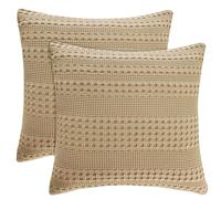 PHF 100% Cotton Waffle Weave Euro Sham Covers, 2 Pack 26" x 26" Pillow Covers for Elegant Home Decorative, No Insert, Decorative Euro Throw Pillow Covers for Bed Couch Sofa, Dark Khaki