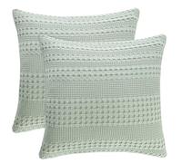 PHF 100% Cotton Waffle Weave Pillow Covers 24" x 24", 2 Pack Luxury Square Shell for Elegant Home Decor, No Filling, Luxury Aesthetic Soft Pillow Covers for Bed, Sage Green