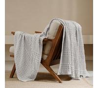 PHF 100% Cotton Waffle Weave Throw Blanket, Soft Lightweight Breathable Cozy Throws for Couch Bed Sofa, Luxury Aesthetic Christmas Blanket Gift for Home Decor & Office, 50"x60", Light Grey