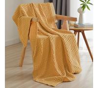 PHF 100% Cotton Waffle Weave Throw Blanket, Soft Lightweight Breathable Cozy Throws for Couch Bed Sofa, Luxury Aesthetic Christmas Blanket Gift for Home Decor & Office, 50"x60", Pumpkin Orange