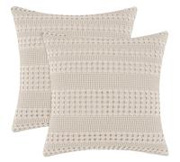 PHF 100% Cotton Waffle Weave Throw Pillow Covers 24" x 24", 2 Pack Square Covers Shell for Elegant Home Decorative, No Insert, Cushion Covers for Bed Couch Sofa, Oatmeal
