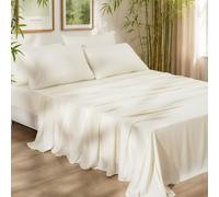 PHF 100% Rayon Derived from Bamboo Sheets Queen Size, Cream White 6PCS