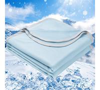 PHF Cooling Blanket 230 x 270 cm, Arc-Chill Q-Max > 0.5 Double-Sided Self-Cooling Blanket, Sweat-Absorbing and Breathable, Ice Blue Bed Blanket, Sofa Blanket, Travel Blanket (Blue)