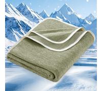PHF Cooling Blanket Single Size 130 x 150 cm, Double-Sided Cooling for Hot Sleepers (Q-Max 0.46+), Lightweight Breathable Summer Blanket for Night Sweats with Rayon Derived from Bamboo, Olive Green