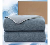PHF Cooling Duvet for Hot Sleepers King Size, Summer Blanket with Advanced Arc-Chill Cooling Fibres (Q-Max>0.4),220x240cm Double-Sided Quilted Cooling Blanket for Night Sweats & Pets, Navy Blue