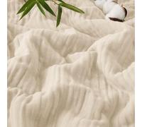 PHF Cooling Muslin Blanket Queen Size, Lightweight Gauze Blanket for Adults, 60% Rayon Derived from Bamboo & 40% Cotton for Summer, 4-Layer Soft Breathable for Hot Sleepers, 90"x90", Oat Milk