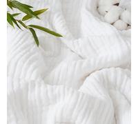 PHF Cooling Muslin King Bedding Blanket for Hot Sleepers, 60% Rayon Derived from Bamboo, 40% Cotton Blanket for Summer, 4-Layer Breathable Gauze Blanket for Bed Couch, 108''x90'', White
