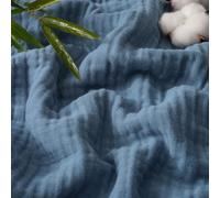 PHF Cooling Muslin Queen Blanket for Hot Sleepers, 60% Viscose from Bamboo, 40% Cotton and 4-Layer Breathable Gauze Blanket for Bed Couch, 90"x90", Prussian Blue