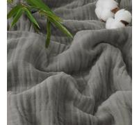 PHF Cooling Muslin Twin Blanket for Hot Sleepers, 60% Rayon Derived from Bamboo, 40% Cotton for Summer, 4-Layer Breathable Gauze Blanket for Bed Couch, 66"x90", Grey