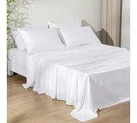 PHF Cooling Sheets Set Queen Size 6 Piece - 100% Rayon Derived from Bamboo_Sheets - Wider Elastic Band & 16 Inch Deep Pockets - Luxury Soft and Breathable Bedding Sheets & Pillowcases, White