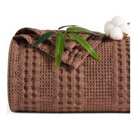 PHF Cooling Waffle Blanket Twin Size, Lightweight 60% Rayon Derived from Bamboo & 40% Cotton Breathable Blanket for Hot Sleepers, Soft and Luxury for Bed Couch and Sofa, 66"x90", Burnt Umber