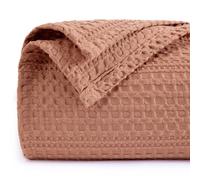 PHF Lightweight Waffle Weave Blanket Queen Size 90"x 90", Soft Woven Summer Blanket for Hot Sleepers - Aesthetic Home Decor for Couch Bed Sofa, Pet Friendly, Terracotta