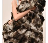 PHF Luxury Faux Rabbit Fur Throw Blanket, Ultra Soft Fluffy Plush Cozy Warm Bubble Blanket for Bed, Couch, Sofa Decorative, Thick Reversible Throw Suitable for Fall & Winter, 50" x 60", Tie Dye Brown