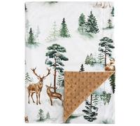 PHF Minky Baby Blanket for Boys, 30x40 Inches Soft Double Layer Baby Blankets with Dotted Backing, Receiving Blanket Bed Throws for Newborn, Infant, Babies, Woodland & Animals