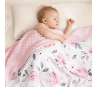 PHF Minky Baby Blanket for Girls, 30x40 Inches Soft Double Layer Baby Blankets with Dotted Backing, Receiving Blanket Bed Throws for Newborn, Infant, Babies, Floral