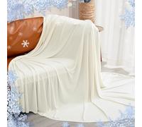 PHF Reversible Double Cooling Blanket Throw Size, Ultra Soft Arc-Chill Q-Max>0.5 Thin Summer Single Layer for Hot Sleepers, Breathable Lightweight Portable Silky for Home Office Travel Car,Cream White