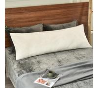 PHF Super Soft Velvet Zippered Body Pillowcase, No Insert, 1 Pack Luxury Cozy Warm Pillow Sham Cover with Zipper, 20"X 54" Long Cozy Fuzzy Flannel Pillow Case, Cream