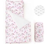 PHF Toddler Nap Mat with Removable Pillow and Minky Blanket, Rollup Design Kids Sleeping Mat, Slumber Bags for Girls, 55"x23" Toddler Sleeping Bag for Daycare Preschool Travel Camping, Unicorn
