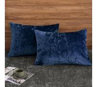 PHF Truly King Size Velvet Pillowcases, No Insert, Pack of 2 Ultra Soft Breathable Pillow Shams with Envelope Closure, Luxurious Cozy and Fuzzy Flannel 20"x36", Blue