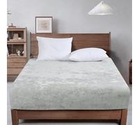 PHF Truly Velvet Fitted Sheet Only King Size, Luxury Super Soft Cozy Comfy Fleece Bottom with 15" Deep Pocket, Suitable for Fall Winter and Spring, No Pillowcases, Sliver Grey