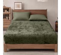 PHF Truly Velvet Fitted Sheet Only King Size, Luxury Super Soft Cozy Fuzzy Fleece Bottom Sheet, Deep Pocket Up to 16",Strenghth Elastic Band,Suitable for Fall Winter Spring, No Pillowcases,Deep Depths
