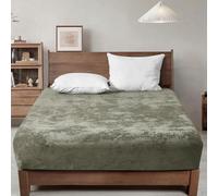 PHF Truly Velvet Fitted Sheet Only King Size, Luxury Super Soft Cozy Fuzzy Fleece Bottom Sheet, Deep Pocket Up to 16",Strenghth Elastic Band,Suitable for Fall Winter Spring,No Pillowcases,Smokey Olive