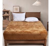 PHF Truly Velvet Fitted Sheet Only Twin Size, Luxury Super Soft Cozy Fuzzy Fleece Bottom Sheet, Deep Pocket Up to 16",Strenghth Elastic Band, Suitable for Fall Winter Spring,No Pillowcases,Brown Sugar