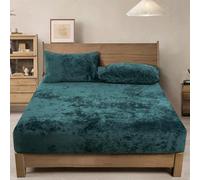PHF Truly Velvet Fitted Single Bed Sheets Twin Size, 1 Pack Luxury Super Soft Cozy Comfy Flannel Bottom Sheet with 15'' Deep Pocket, Suitable for Fall Winter and Spring, No Pillowcases, Teal