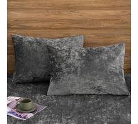 PHF Truly Velvet Pillowcases Standard Size, No Insert, 2 Pack Ultra Soft Breathable Pillow Shams Covers with Envelope Closure, 20" X 26" Luxury Cozy Warm Fuzzy Flannel, Charcoal/Dark Grey