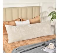 PHF Truly Velvet Zippered Body Pillowcase, No Insert, 1 Pack Ultra Soft Breathable Pillow Sham Cover with Zipper, 20"X 54" Long Luxury Cozy Warm Fuzzy Flannel Body Pillow Case, Sand