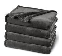 PHF Ultra Soft Fleece Blanket Double Size 150 x 200cm, No Shed No Pilling Luxury Plush Cozy Flannel 280GSM Lightweight Throw Blanket for Bed, Couch, Chair, Sofa Suitable for All Season, Dark Grey