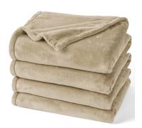 PHF Ultra Soft Fleece Blanket King Size 220x240cm, No Shed No Pilling Luxury Plush Cozy Flannel 280GSM Lightweight Throw Blanket for Bed, Couch, Chair, Sofa Suitable for All Season, Khaki