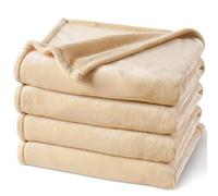 PHF Ultra Soft Fleece Blanket Super King Size 230x270cm, No Shed No Pilling Luxury Plush Cozy Flannel 280GSM Lightweight Throw Blanket for Bed, Couch, Chair, Sofa Suitable for All Season, Beige