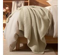 PHF Ultra Soft Waffle Weave Blanket Throw Blanket, Lightweight Breathable Cooling Skin-Friendly Throw for Spring Summer for Hot Sleepers，Aesthetic Home Decor for Bed Couch, Giftable, Khaki, 50"* 60"