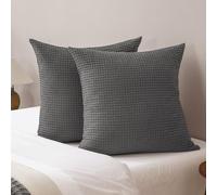 PHF Ultra Soft Waffle Weave Euro Shams Pillow Covers, No Filling, 2 Pack 26" x 26" Bed Cushion Covers, Breathable & Skin-Friendly Bed Pillow Shams for Stylish Home Decor, Grey