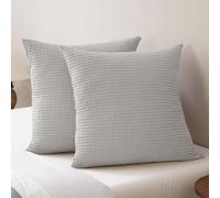 PHF Ultra Soft Waffle Weave Euro Shams Pillow Covers, No Filling, 2 Pack 26" x 26" Bed Cushion Covers, Breathable & Skin-Friendly Bed Pillow Shams for Stylish Home Decor, Light Grey