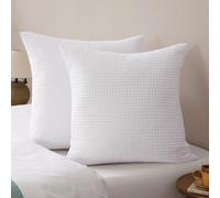 PHF Ultra Soft Waffle Weave Euro Shams Pillow Covers, No Filling, 2 Pack 26" x 26" Bed Cushion Covers, Breathable & Skin-Friendly Bed Pillow Shams for Stylish Home Decor, White