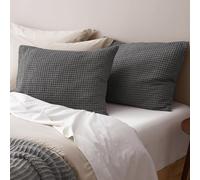 PHF Ultra Soft Waffle Weave Pillow Shams Queen Size, No Insert, 2 Pack 20" x 30" Pillowcases,Breathable & Skin-Friendly Pillow Cases, Stylish Decorative Bed Pillow Cases Covers, Grey