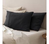 PHF Ultra Soft Waffle Weave Pillowcases King Size 20'' x 36'' 2 Pack, No Insert, Breathable Skin-Friendly Pillow Shams, Decorative Waffle Weave Cushion Cover, Black
