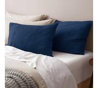PHF Ultra Soft Waffle Weave Pillowcases Standard Size 20" x 26" 2 Pack, No Insert, Breathable Skin-Friendly Pillow Shams, Decorative Waffle Weave Pillow Case Covers, Navy Blue/Dark Blue