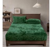 PHF Velvet Fitted Sheet Queen Size, 1 Pack Luxury Super Soft Cozy Comfy Flannel Bed Sheets with 15'' Deep Pocket, Suitable for Fall Winter and Spring, No Pillowcases, Emerald Green