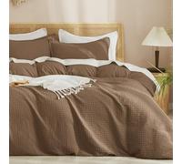 PHF Waffle Duvet Cover Set California King, No Snagging Ultra Soft Luxury Textured Breathable Comforter Cover for All Season 3pcs, Durable Bedding Duvet Set with 2 Pillow Shams, 104"x98", Cocoa Brown