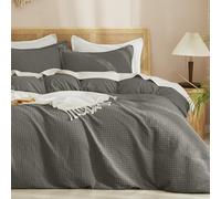 PHF Waffle Weave Duvet Cover Set California King, No Snagging Ultra Soft Luxury Textured Breathable Comforter Cover for All Season 3pcs, Durable Bedding Duvet Set with 2 Pillow Shams, 104"x98", Grey