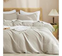 PHF Waffle Weave Duvet Cover Set California King, No Snagging Ultra Soft Luxury Textured Breathable Comforter Cover for All Season 3pcs, Durable Bedding Duvet Set with 2 Pillow Shams, 104"x98", Linen