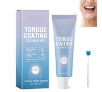 PHFDQKG Tongue Cleaning Gel Set (Includes Brush), Probiotic Mint Tongue Cleaning Kit, Mint Freshening Formula